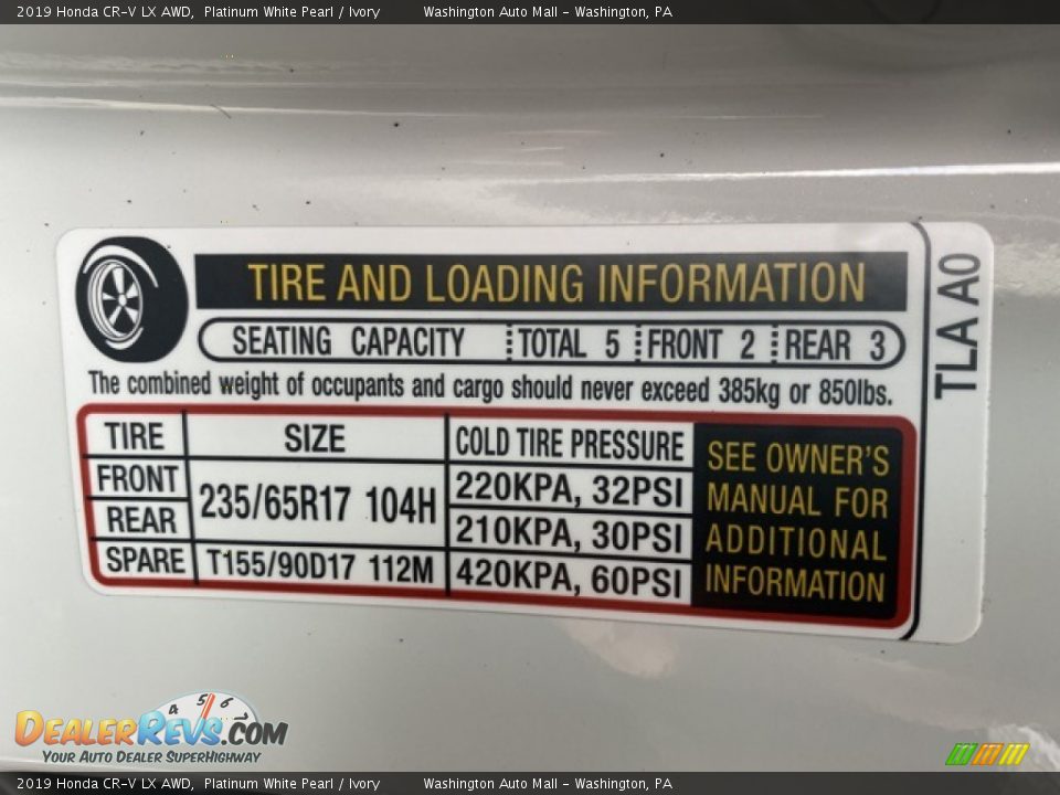 2019 Honda CR-V LX AWD Platinum White Pearl / Ivory Photo #8