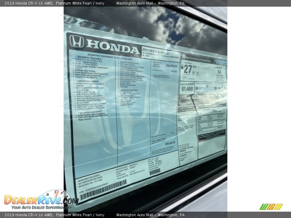 2019 Honda CR-V LX AWD Platinum White Pearl / Ivory Photo #15