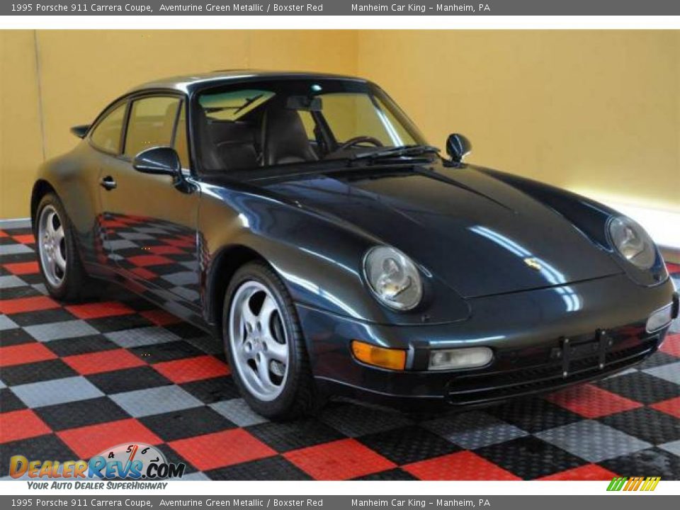 1995 Porsche 911 Carrera Coupe Aventurine Green Metallic / Boxster Red Photo #1