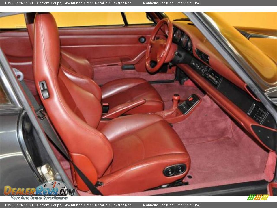 1995 Porsche 911 Carrera Coupe Aventurine Green Metallic / Boxster Red Photo #8
