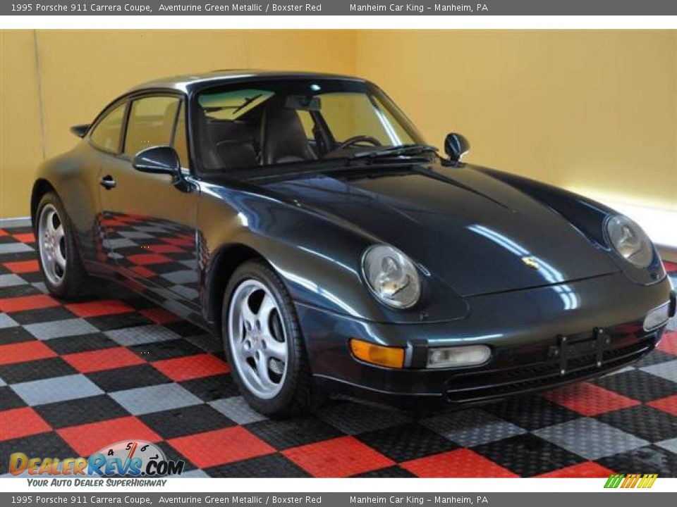 1995 Porsche 911 Carrera Coupe Aventurine Green Metallic / Boxster Red Photo #15