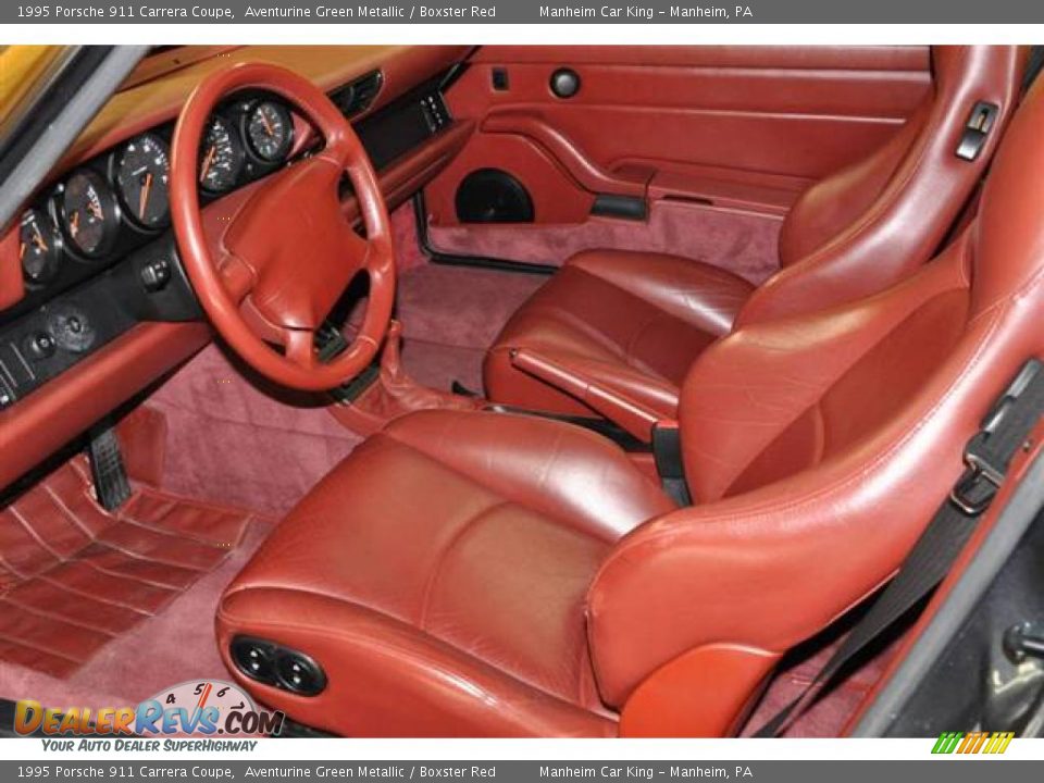 1995 Porsche 911 Carrera Coupe Aventurine Green Metallic / Boxster Red Photo #21