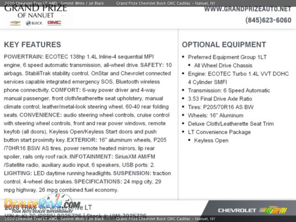 2020 Chevrolet Trax LT AWD Summit White / Jet Black Photo #8