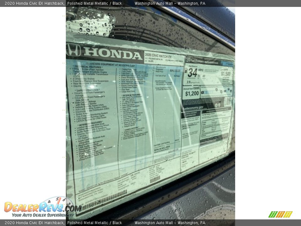 2020 Honda Civic EX Hatchback Window Sticker Photo #15