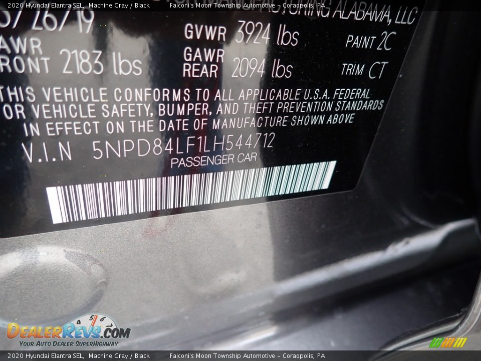2020 Hyundai Elantra SEL Machine Gray / Black Photo #12