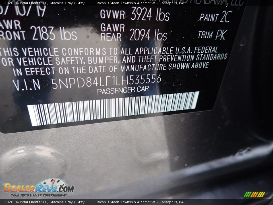 2020 Hyundai Elantra SEL Machine Gray / Gray Photo #12