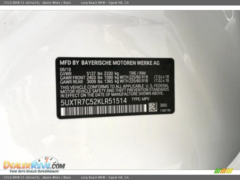 2019 BMW X3 sDrive30i Alpine White / Black Photo #19