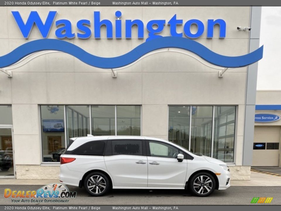 2020 Honda Odyssey Elite Platinum White Pearl / Beige Photo #1