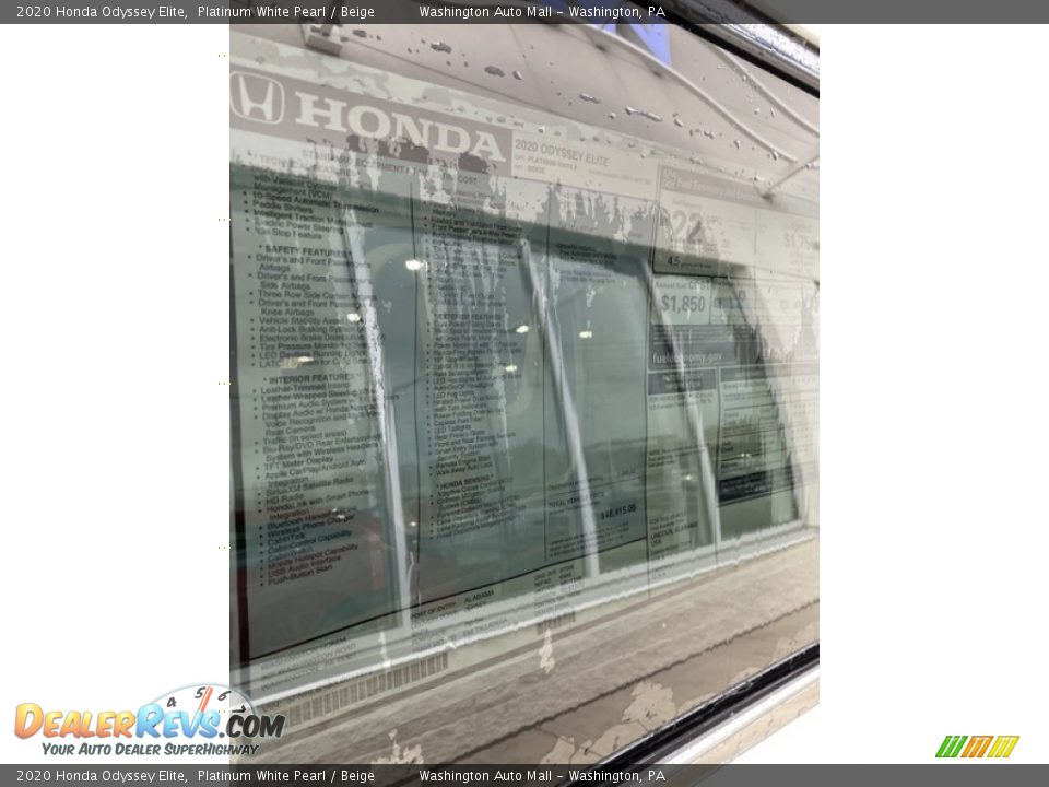 2020 Honda Odyssey Elite Platinum White Pearl / Beige Photo #15