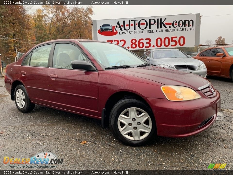 2003 Honda Civic LX Sedan Satin Silver Metallic / Ivory Photo #1