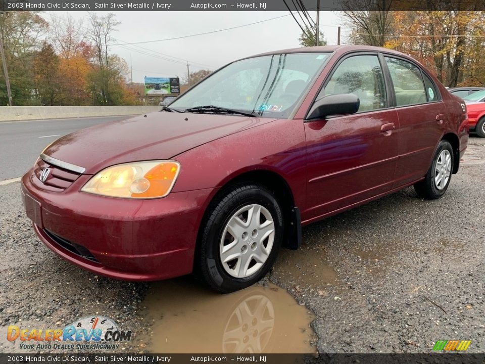 2003 Honda Civic LX Sedan Satin Silver Metallic / Ivory Photo #7