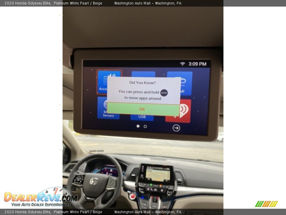 2020 Honda Odyssey Elite Platinum White Pearl / Beige Photo #31