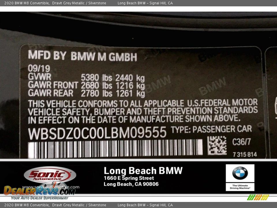 2020 BMW M8 Convertible Dravit Grey Metallic / Silverstone Photo #11