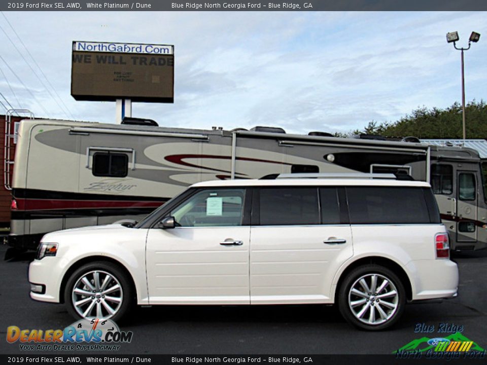 2019 Ford Flex SEL AWD White Platinum / Dune Photo #2