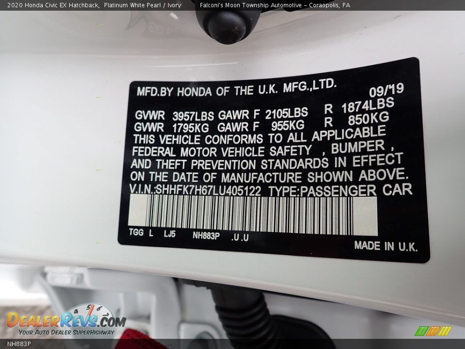 Honda Color Code NH883P Platinum White Pearl