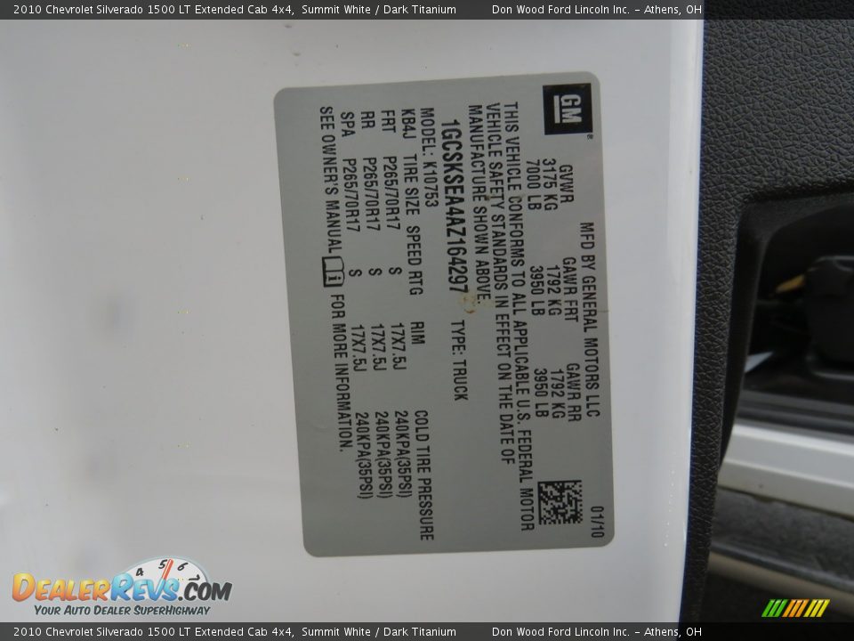 2010 Chevrolet Silverado 1500 LT Extended Cab 4x4 Summit White / Dark Titanium Photo #34