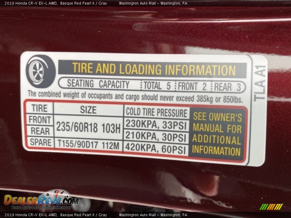 2019 Honda CR-V EX-L AWD Basque Red Pearl II / Gray Photo #8