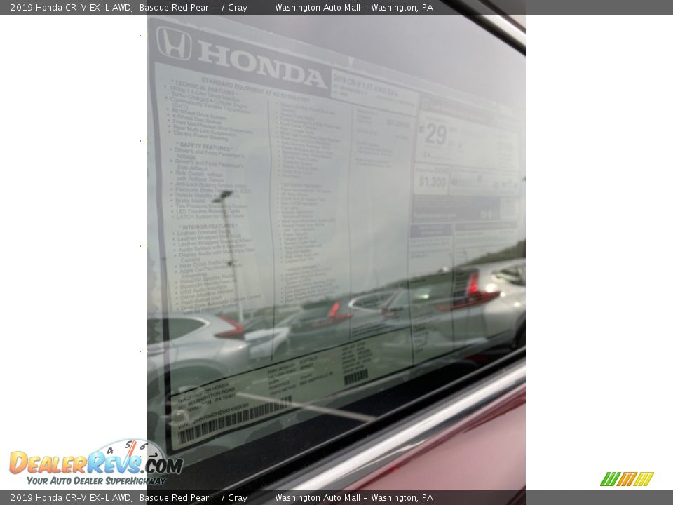 2019 Honda CR-V EX-L AWD Basque Red Pearl II / Gray Photo #15