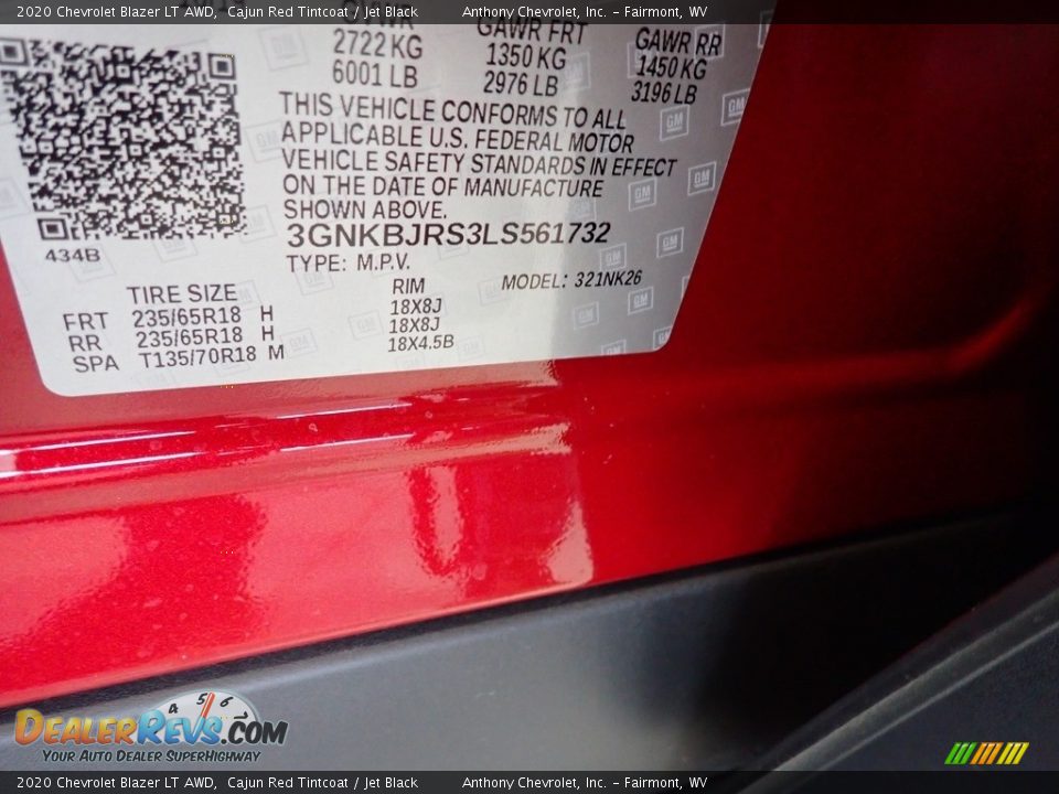 2020 Chevrolet Blazer LT AWD Cajun Red Tintcoat / Jet Black Photo #14