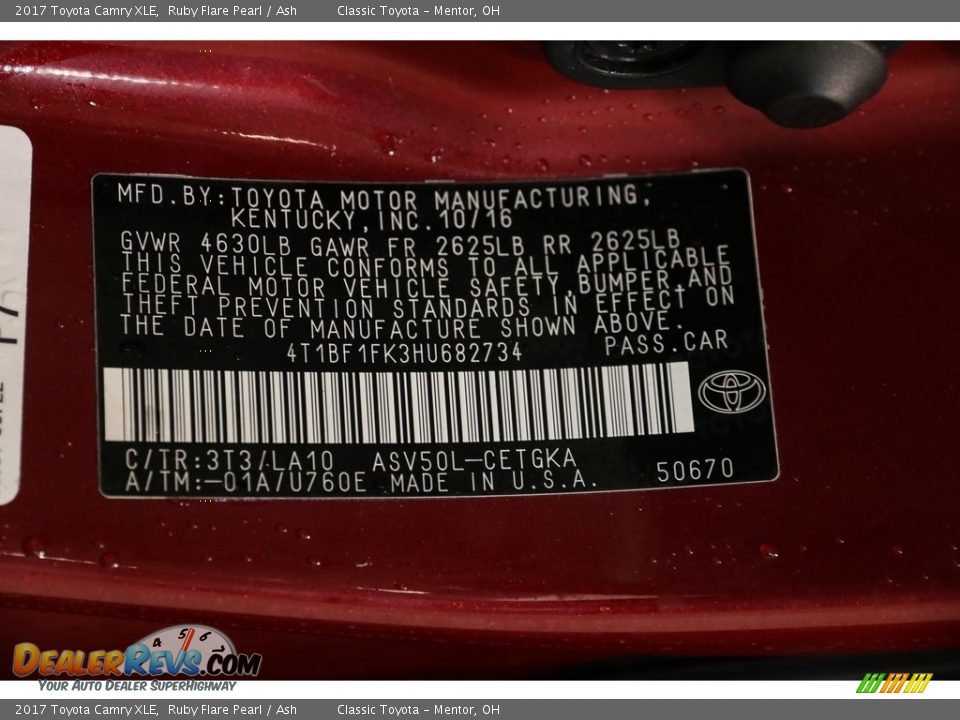 2017 Toyota Camry XLE Ruby Flare Pearl / Ash Photo #22