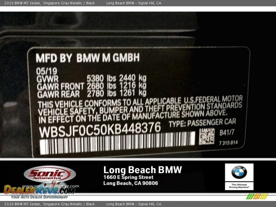 2019 BMW M5 Sedan Singapore Gray Metallic / Black Photo #11