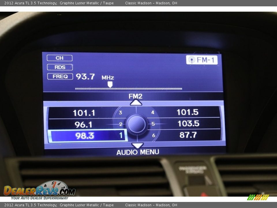 2012 Acura TL 3.5 Technology Graphite Luster Metallic / Taupe Photo #12