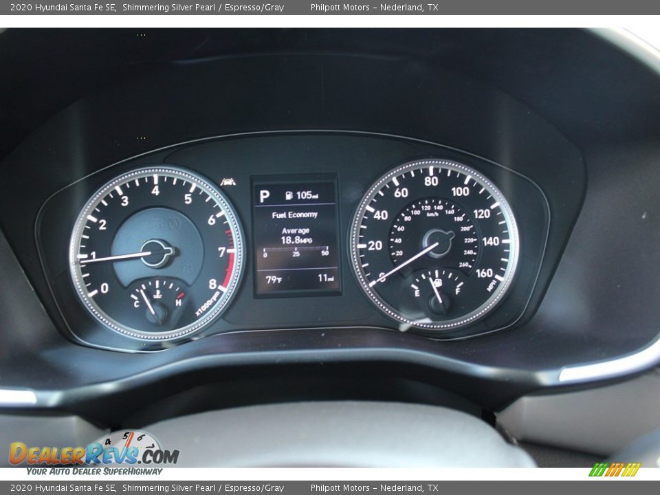 2020 Hyundai Santa Fe SE Shimmering Silver Pearl / Espresso/Gray Photo #12
