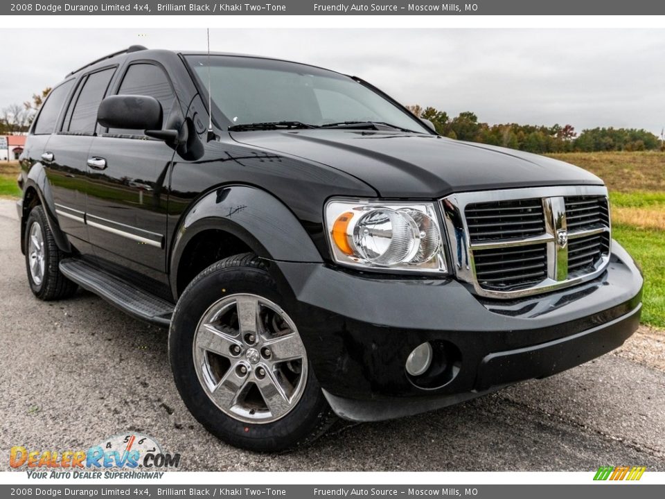 2008 Dodge Durango Limited 4x4 Brilliant Black / Khaki Two-Tone Photo #1
