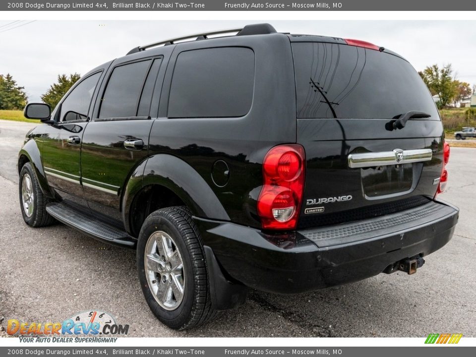 2008 Dodge Durango Limited 4x4 Brilliant Black / Khaki Two-Tone Photo #6