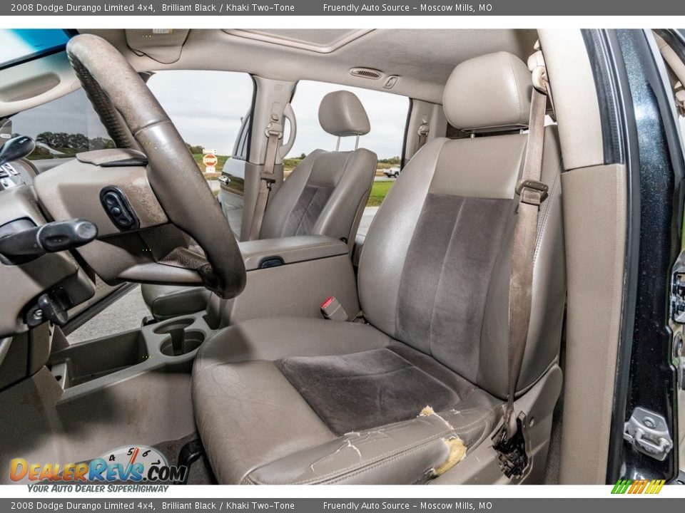 2008 Dodge Durango Limited 4x4 Brilliant Black / Khaki Two-Tone Photo #19