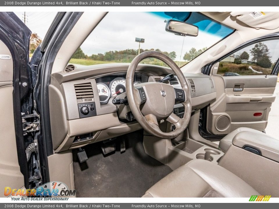 2008 Dodge Durango Limited 4x4 Brilliant Black / Khaki Two-Tone Photo #21