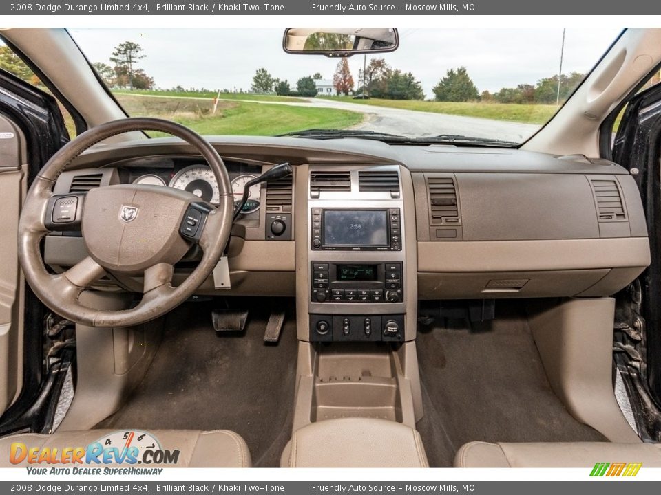 2008 Dodge Durango Limited 4x4 Brilliant Black / Khaki Two-Tone Photo #34