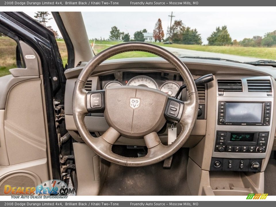 2008 Dodge Durango Limited 4x4 Brilliant Black / Khaki Two-Tone Photo #36