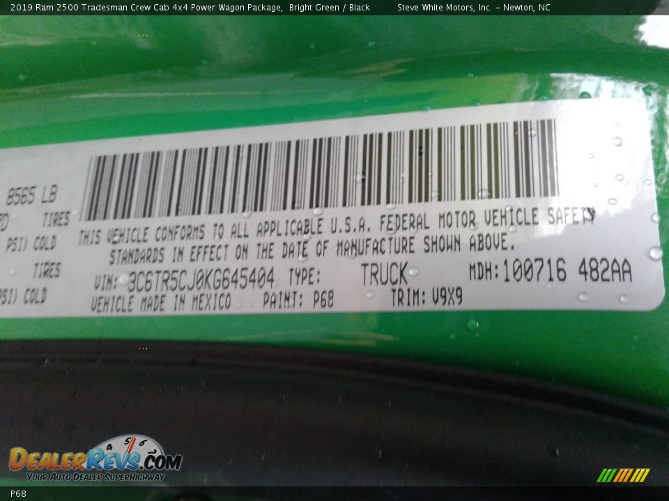 Ram Color Code P68 Bright Green