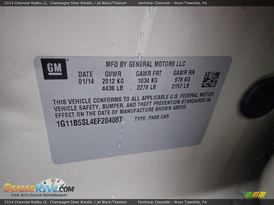2014 Chevrolet Malibu LS Champagne Silver Metallic / Jet Black/Titanium Photo #29