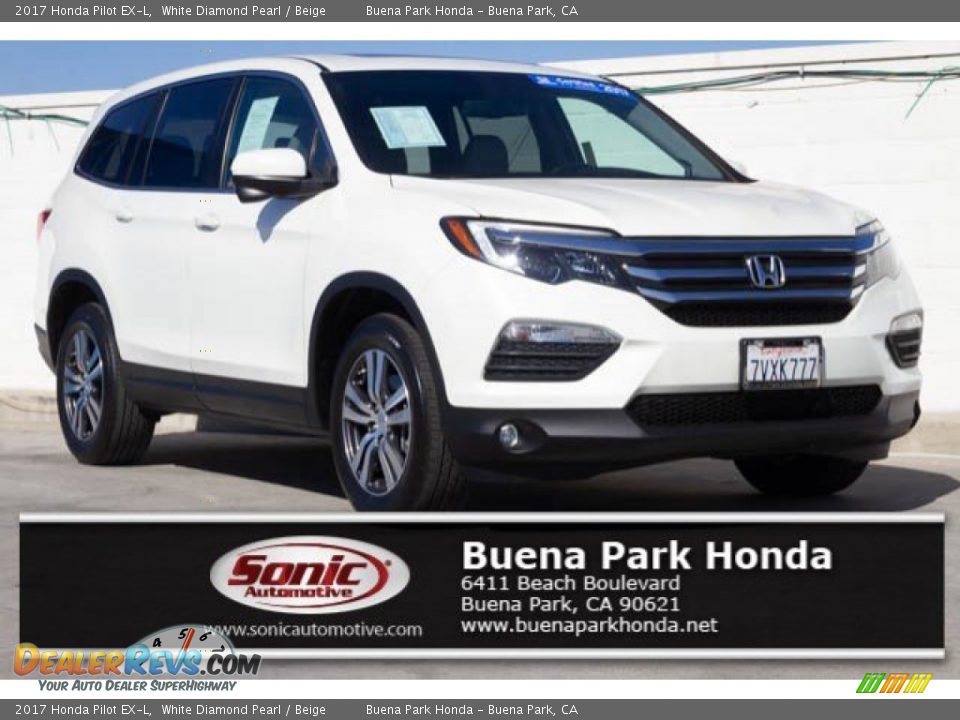2017 Honda Pilot EX-L White Diamond Pearl / Beige Photo #1