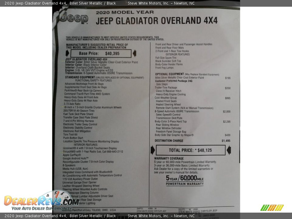 2020 Jeep Gladiator Overland 4x4 Billet Silver Metallic / Black Photo #32