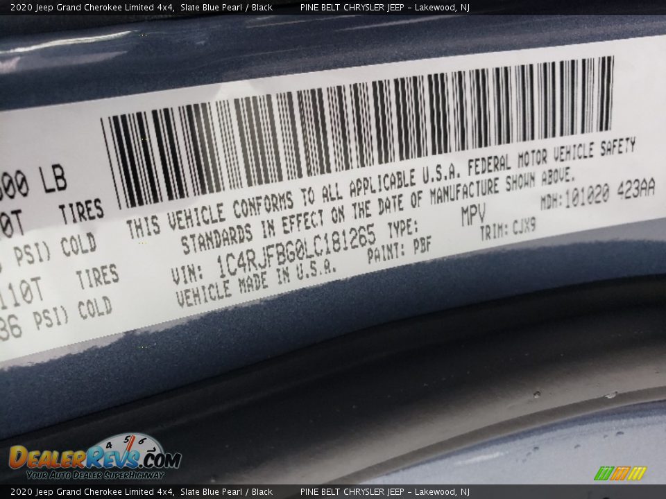 2020 Jeep Grand Cherokee Limited 4x4 Slate Blue Pearl / Black Photo #10