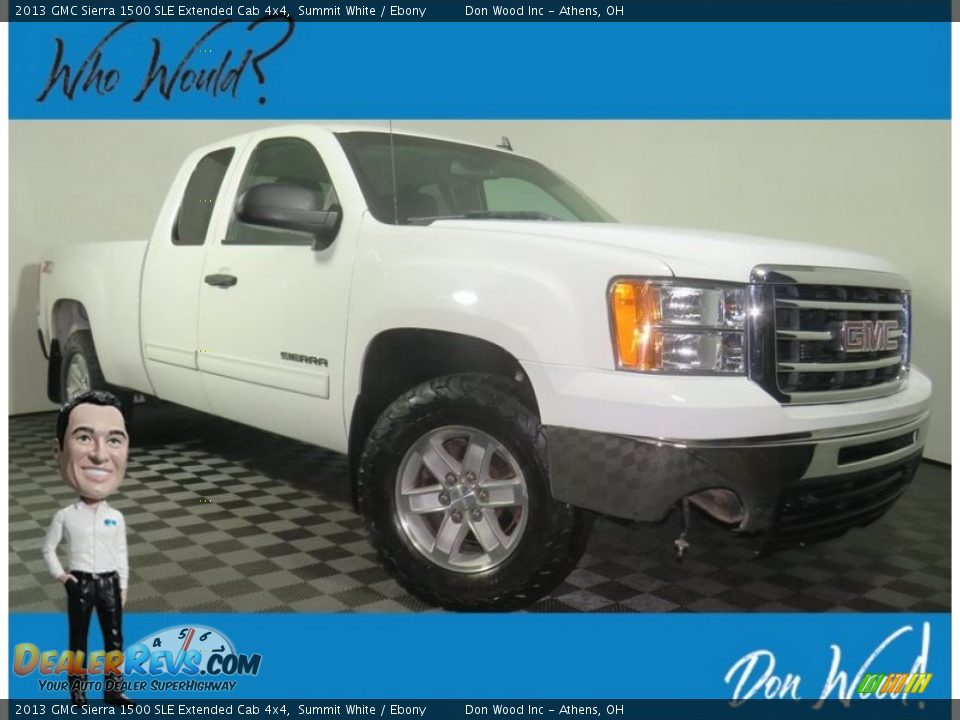 2013 GMC Sierra 1500 SLE Extended Cab 4x4 Summit White / Ebony Photo #1