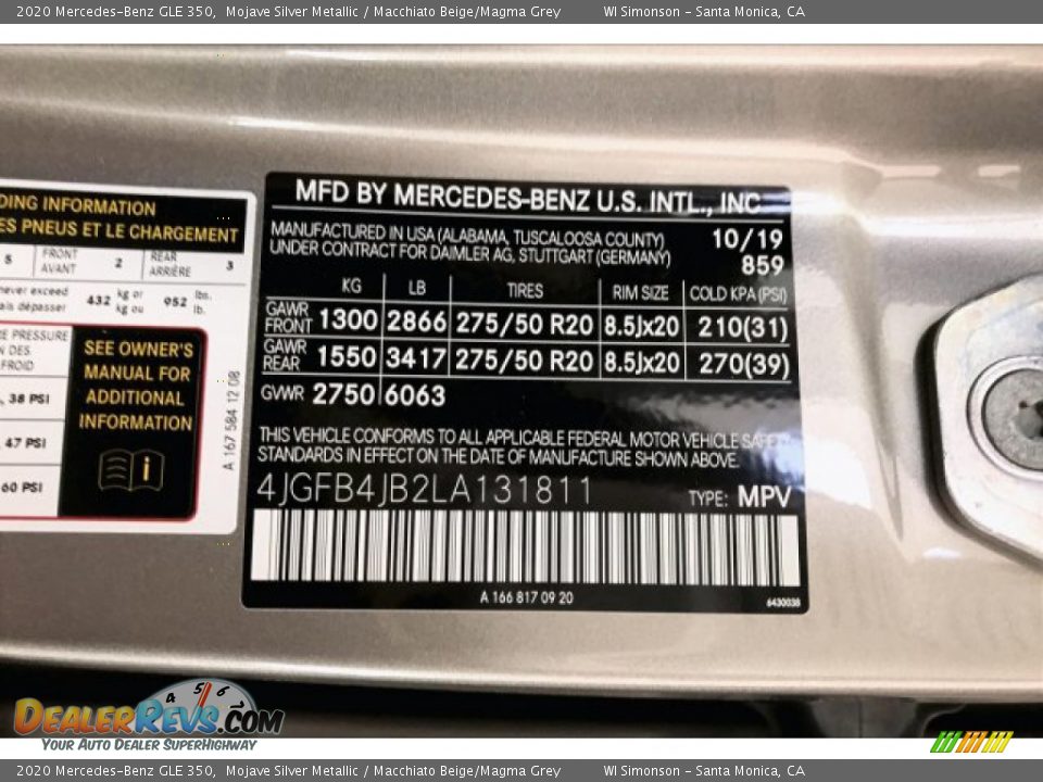 2020 Mercedes-Benz GLE 350 Mojave Silver Metallic / Macchiato Beige/Magma Grey Photo #11