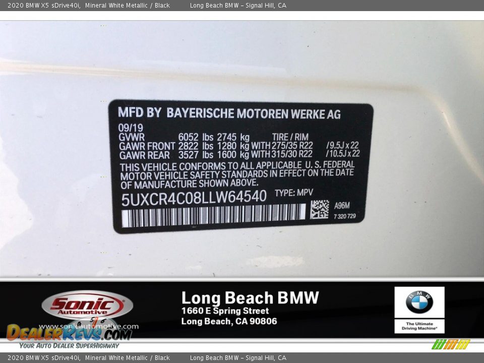 2020 BMW X5 sDrive40i Mineral White Metallic / Black Photo #11