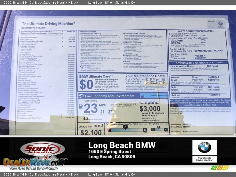 2020 BMW X4 M40i Black Sapphire Metallic / Black Photo #10