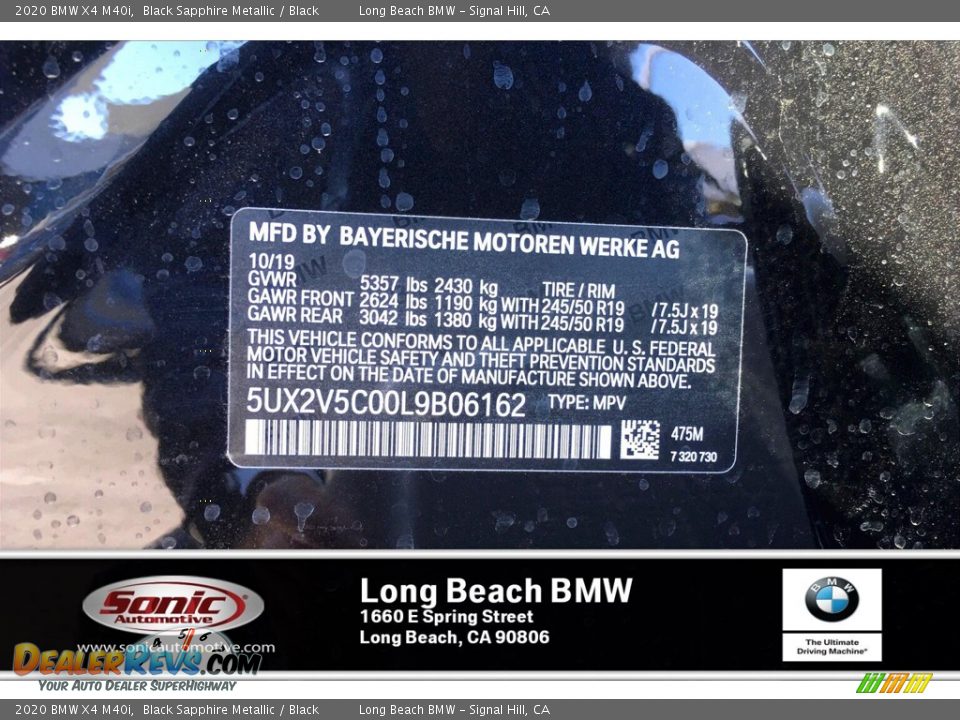 2020 BMW X4 M40i Black Sapphire Metallic / Black Photo #11