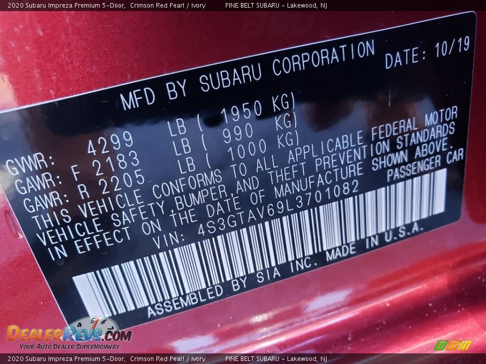 2020 Subaru Impreza Premium 5-Door Crimson Red Pearl / Ivory Photo #9