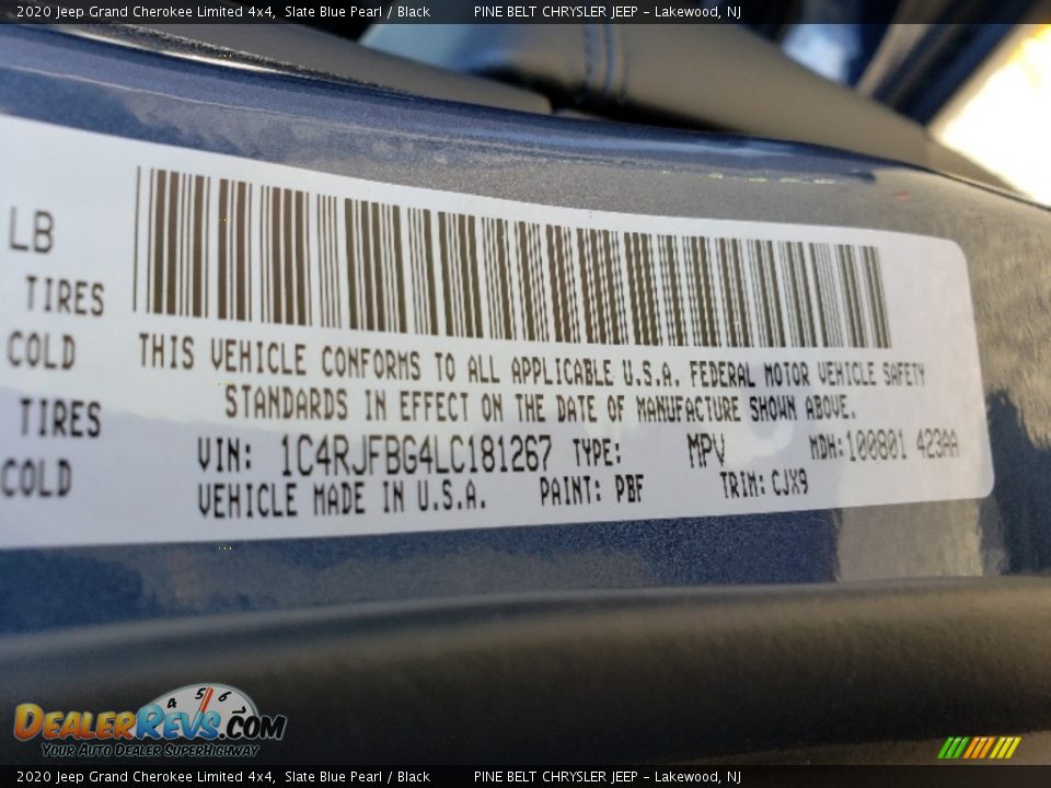 2020 Jeep Grand Cherokee Limited 4x4 Slate Blue Pearl / Black Photo #10