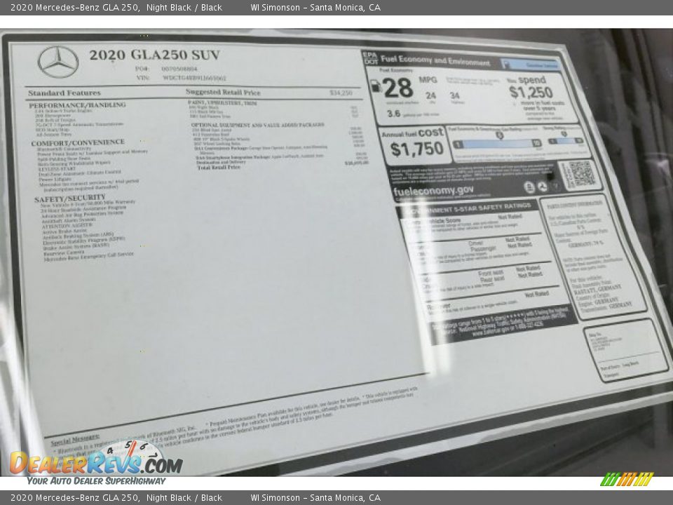 2020 Mercedes-Benz GLA 250 Night Black / Black Photo #10