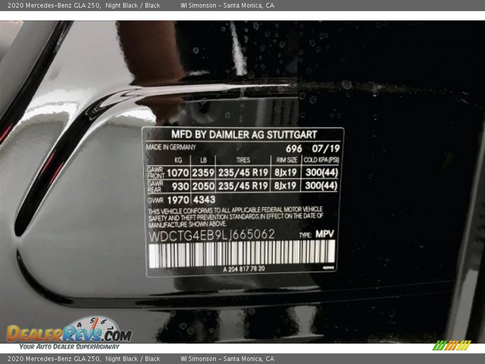 2020 Mercedes-Benz GLA 250 Night Black / Black Photo #11