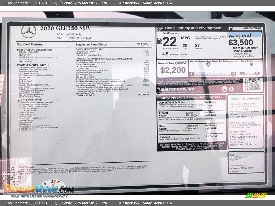 2020 Mercedes-Benz GLE 350 Selenite Grey Metallic / Black Photo #10