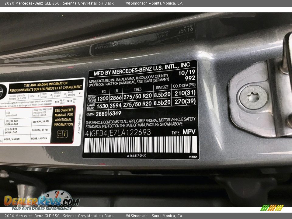 2020 Mercedes-Benz GLE 350 Selenite Grey Metallic / Black Photo #11