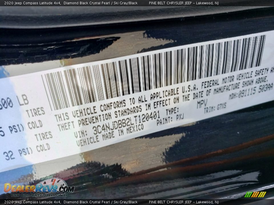 2020 Jeep Compass Latitude 4x4 Diamond Black Crystal Pearl / Ski Gray/Black Photo #9